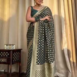 105_9e731826-ef9e-4fad-9173-ccc84c5c6992-1.jpg Beautiful Green Color Banarasi Jacquard Weaving Saree